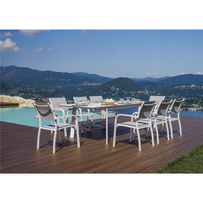 Greenwood San Donato Extendable Aluminum Garden Table 160/240x102 cm - White