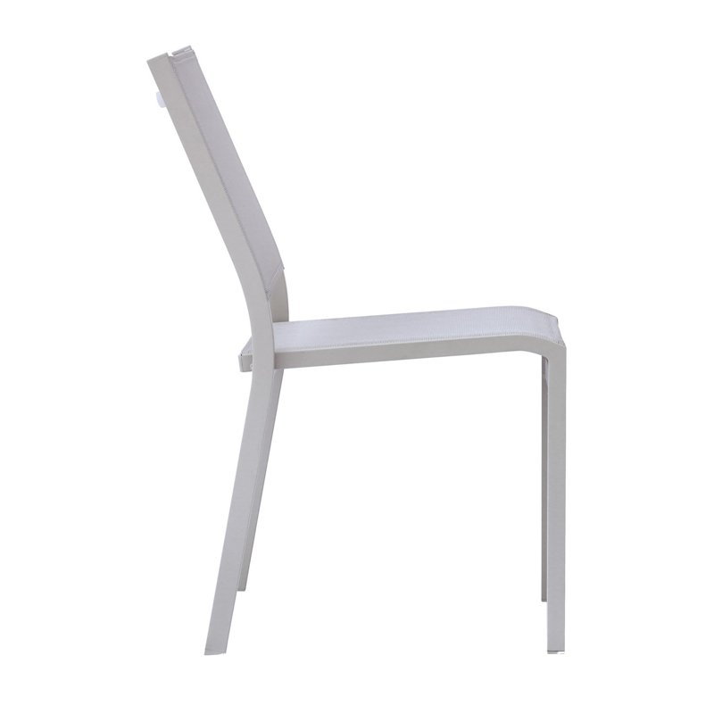 Chaise de jardin Pola en aluminium - Textilène gris clair - Crète Greenwood