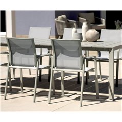 Sedia Samo In Alluminio - Textilene Grigio Chiaro - Creta