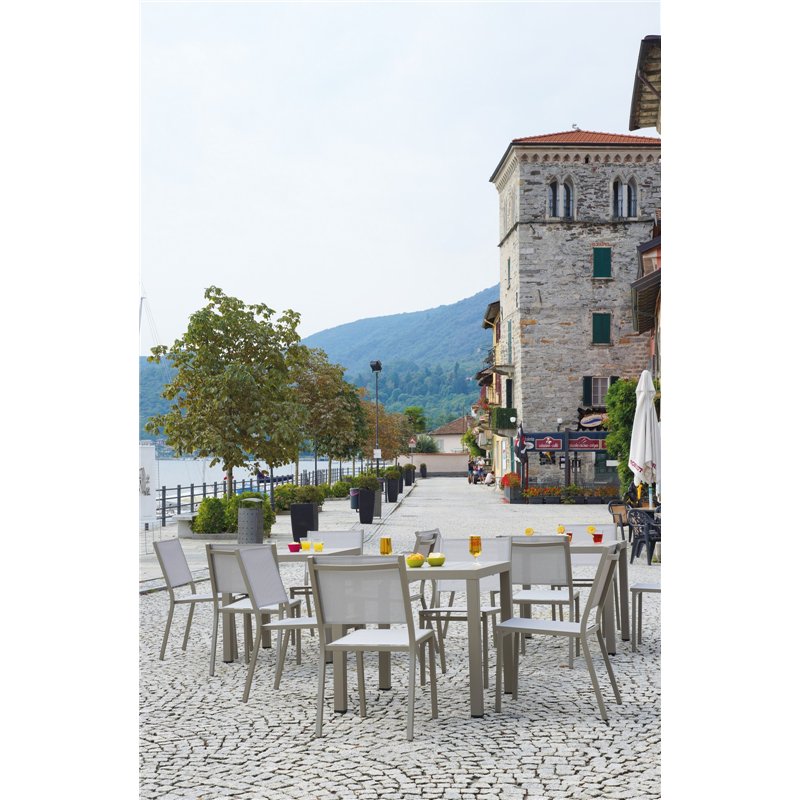 Chaise de jardin Elba en aluminium - Textilène gris clair - Gris tourterelle Greenwood