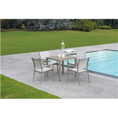 Sedia Elba In Alluminio - Textilene Grigio Chiaro - Tortora