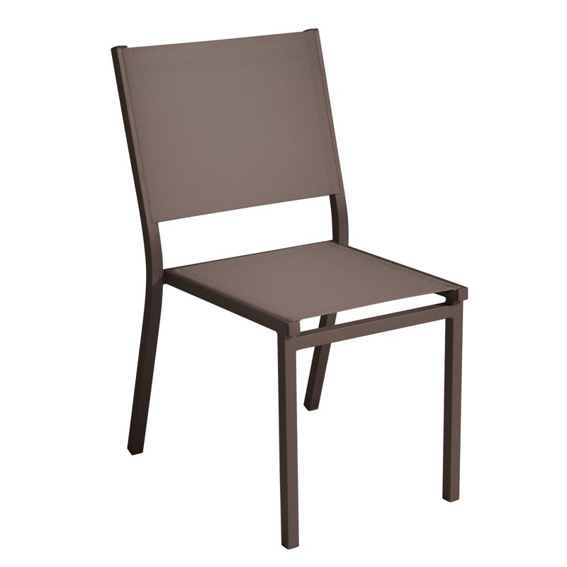 Chaise de jardin Elba en aluminium - Textilène chocolat - Chocolat Greenwood