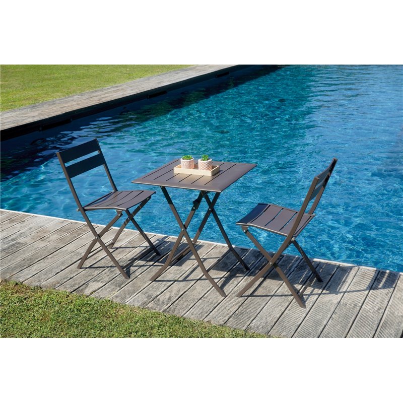 Greenwood Lucca Folding Aluminum Garden Table 60x60 cm Chocolate