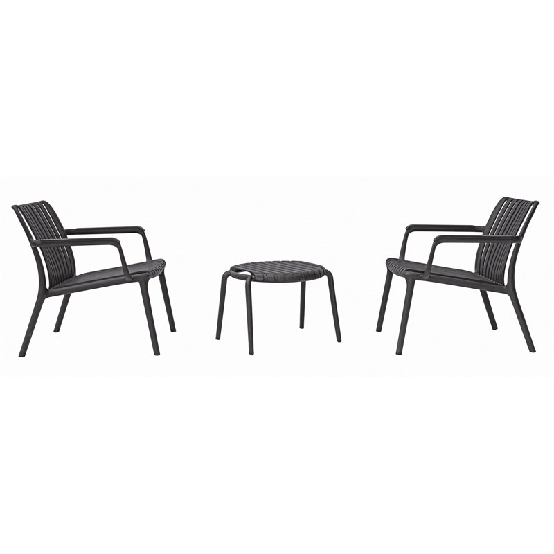 Ensemble table et chaises de balcon Valencia en polypropylène renforcé de fibres de verre - Anthracite Greenwood