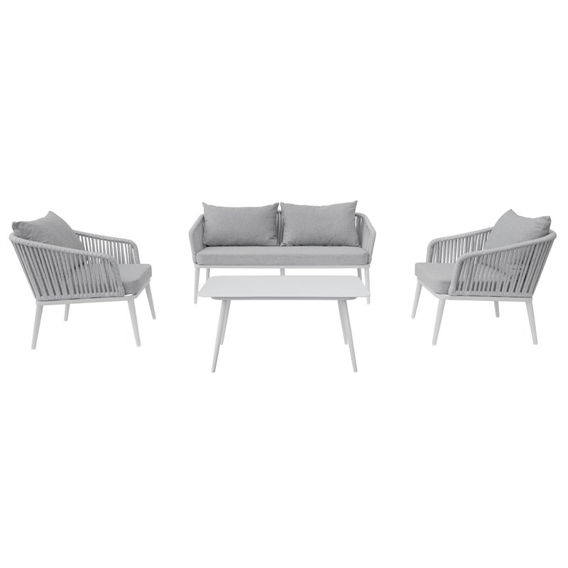 Greenwood Alicante Aluminum Set - Gray Rope - White