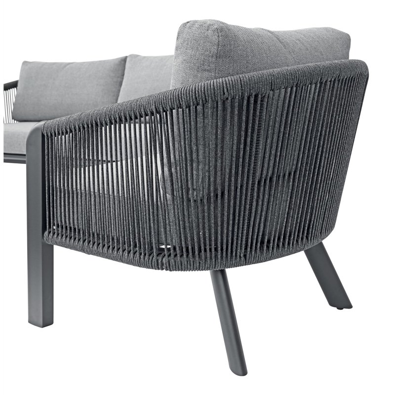 Greenwood Santa Cruz Aluminum Lounge Set - Gray Rope - Anthracite