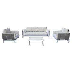 Set Nantes In Alluminio - Wicker Grigio - Bianco