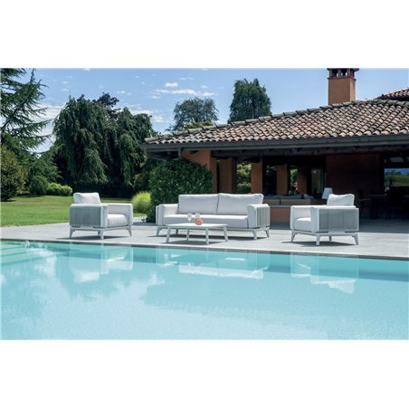 Ensemble Nantes en aluminium - Osier gris - Blanc Greenwood