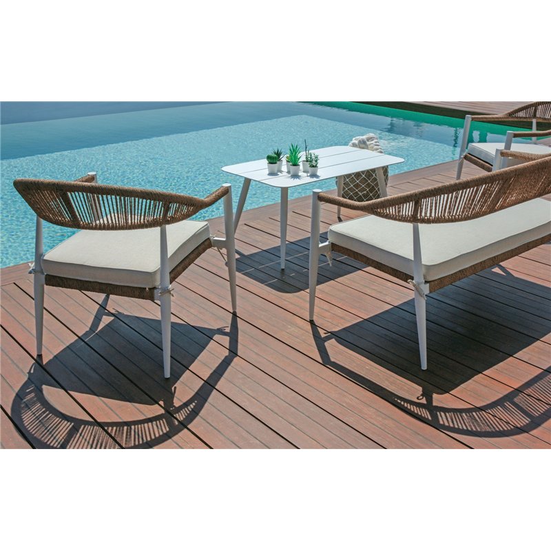 Ensemble Milano en aluminium - Paille tressée - Blanc Greenwood Ensemble Milano en aluminium - Paille tressée - Blanc Greenwood