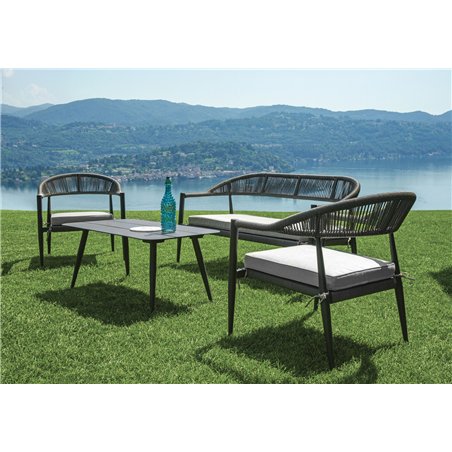 Set Milano In Alluminio - Wicker Grigio - Antracite