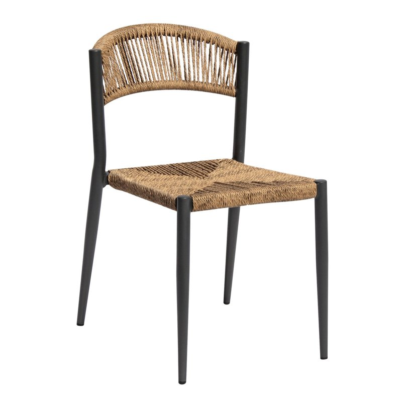 Chaise de jardin Milano en aluminium - Paille tressée - Anthracite Greenwood