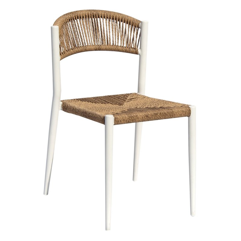 Greenwood Milano Garden Chair in Aluminum - Wicker Straw - White