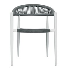 Greenwood Milano Aluminum Garden Garden Chair with Armrests - Gray Wicker - White