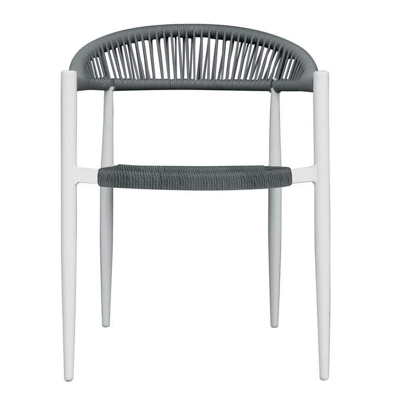 Greenwood Milano Aluminum Garden Garden Chair with Armrests - Gray Wicker - White
