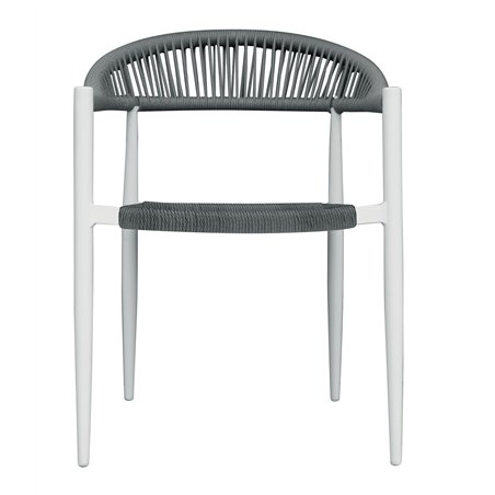 Greenwood Milano Aluminum Garden Garden Chair with Armrests - Gray Wicker - White