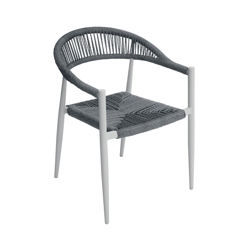 Greenwood Milano Aluminum Garden Garden Chair with Armrests - Gray Wicker - White