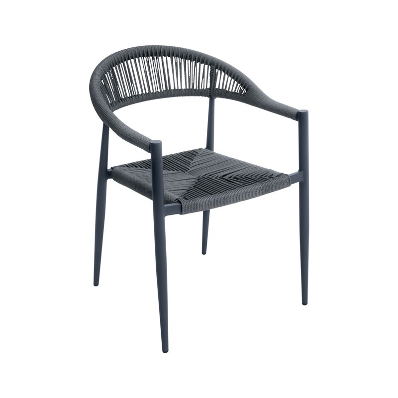 Greenwood Milano Aluminum Garden Garden Chair with Armrests - Grey Wicker - Anthracite