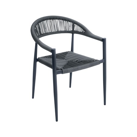 Sedia Milano In Alluminio - Wicker Grigio - Antracite