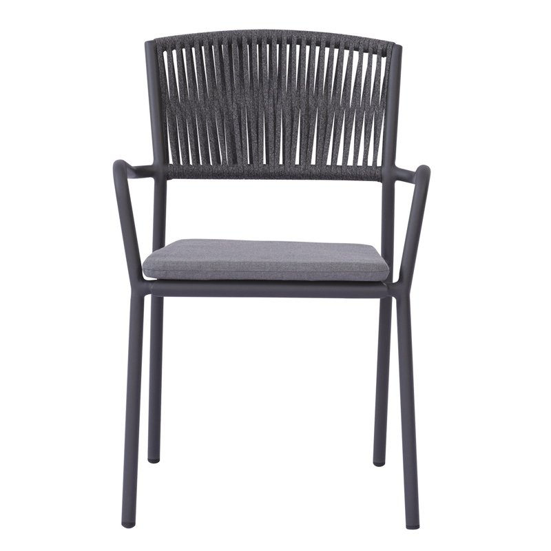 Greenwood Modena Aluminum Garden Garden Chair with Armrests - Outdoor Rope Gray - Anthracite