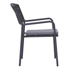 Chaise de jardin de Jardin Modena en aluminium avec accoudoir - Gris corde d'extérieur - Anthracite Greenwood
