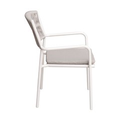 Greenwood Modena Aluminum Garden Garden Chair with Armrests - Outdoor Rope Sand - White