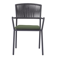 Sedia Modena In Alluminio - Corda Per Esterni Verde - Antracite