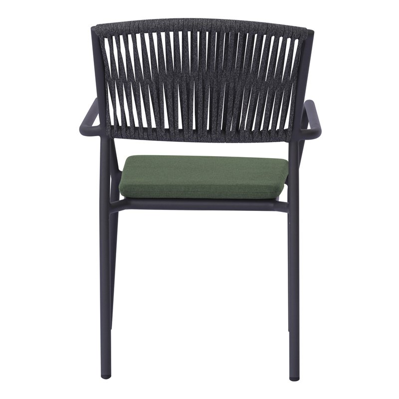 Greenwood Modena Aluminum Garden Garden Chair with Armrests - Outdoor Green Rope - Anthracite