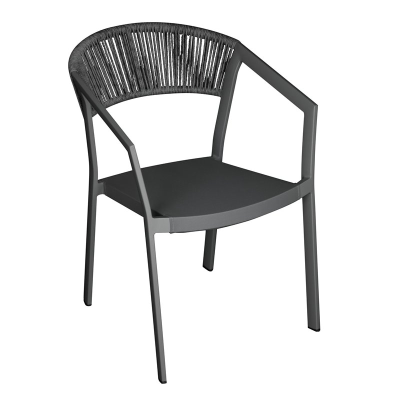 Greenwood Cagliari Garden Chair in Aluminum - Anthracite Textilene - Anthracite Wicker - Anthracite