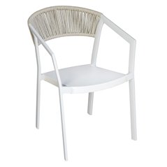 Sedia Cagliari In Alluminio - Textilene Coffee - Wicker Canapa - Bianco