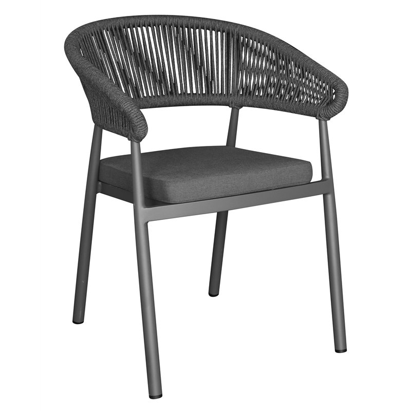 Chaise de jardin en aluminium Perugia - Corde d'extérieur anthracite - Anthracite Greenwood