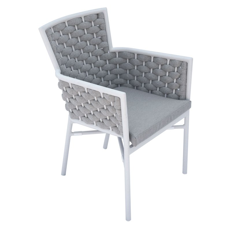 Chaise de jardin Bologna en aluminium - Corde d'extérieur blanche - Blanche Greenwood