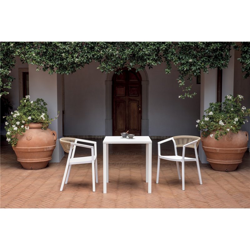 Greenwood Garda Steel Garden Table 70x70 cm - White - Self-Leveling