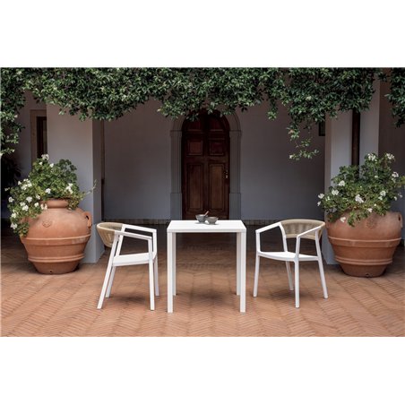 Greenwood Garda Steel Garden Table 70x70 cm - White - Self-Leveling