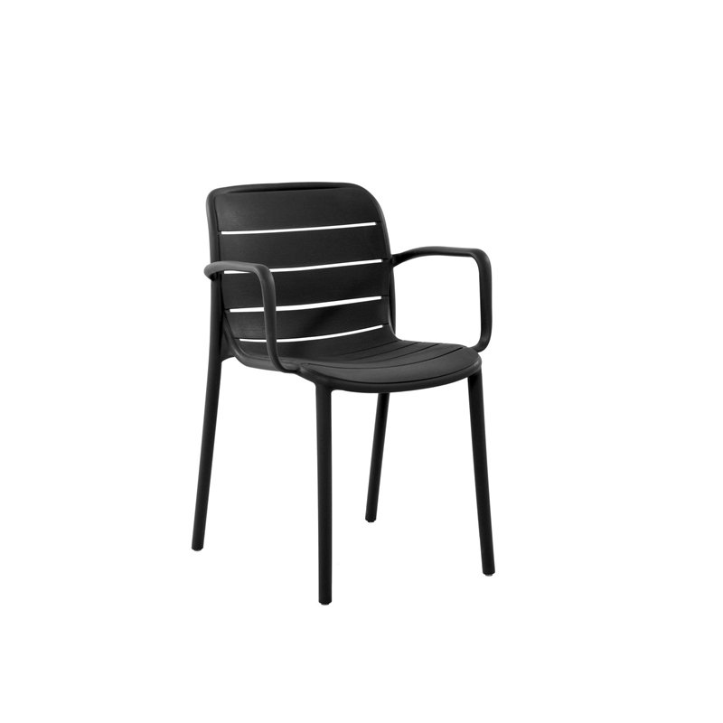 Greenwood Pisa Garden Garden Chair with Armrests in Polypropylene with Fiberglass - Anthracite