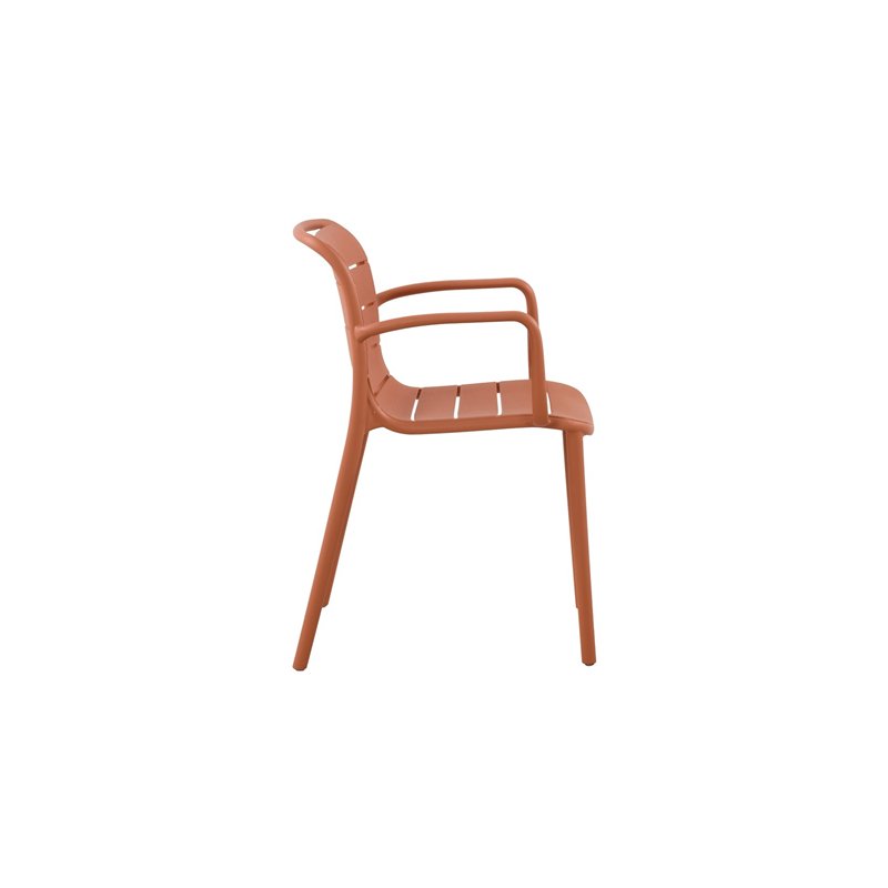 Greenwood Pisa Garden Garden Chair with Armrests in Polypropylene with Fiberglass - Brick