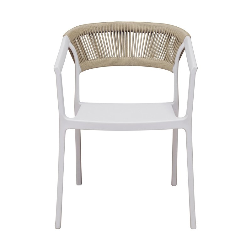 Chaise de jardin Lione en polypropylène renforcé de fibres de verre - Corde de paille d'extérieur - Blanche Greenwood Chaise de jardin Lione en polypropylène renforcé de fibres de verre - Corde de paille d'extérieur - Blanche Greenwood