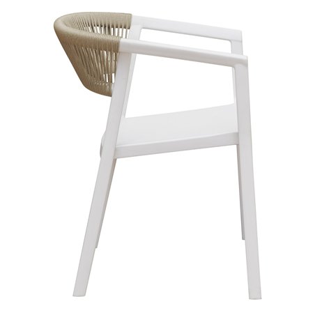 Chaise de jardin Lione en polypropylène renforcé de fibres de verre - Corde de paille d'extérieur - Blanche Greenwood