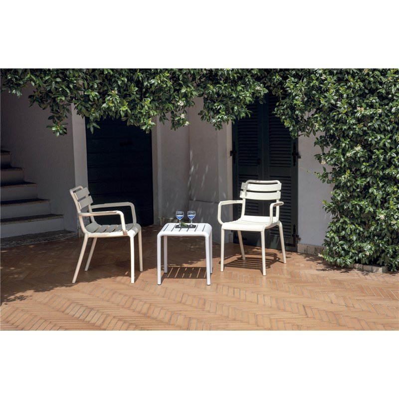 Greenwood Polypropylene Coffee Garden Table with Fiberglass 45x45 cm - White