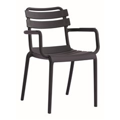 Greenwood Monza Garden Garden Chair with Armrests in Polypropylene with Fiberglass - Anthracite