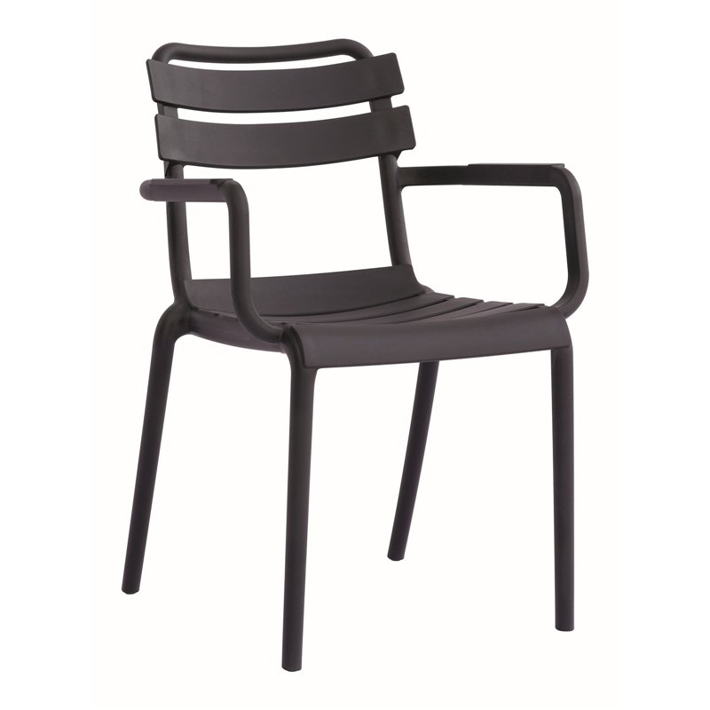 Greenwood Monza Garden Garden Chair with Armrests in Polypropylene with Fiberglass - Anthracite