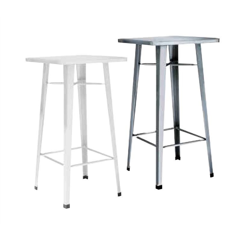 Greenwood 60x60 cm High Sheet Metal Garden Table - Silver