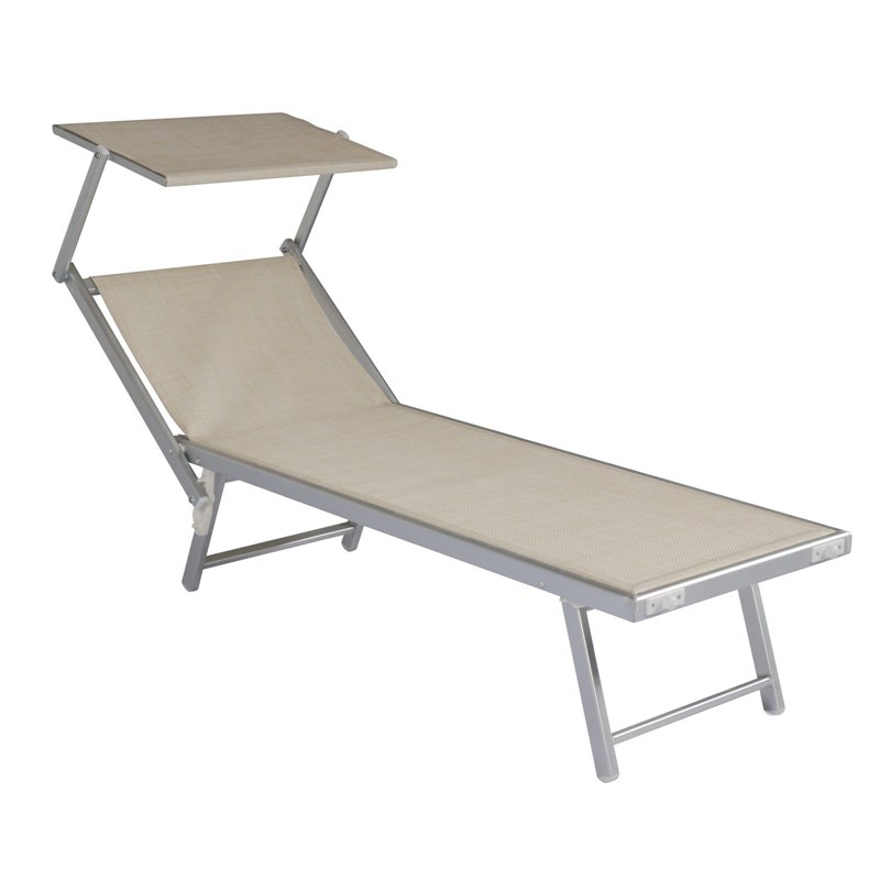 Transat avec auvent en aluminium - Sable - Pliable Greenwood