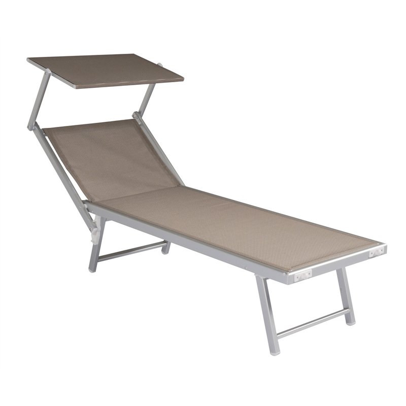 Transat pliable avec auvent en aluminium - Gris tourterelle Greenwood Transat pliable avec auvent en aluminium - Gris tourterelle Greenwood