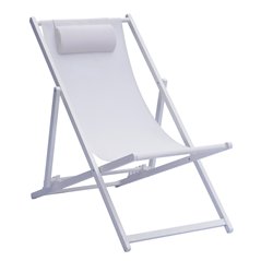 Sdraio Mare In Alluminio - Textilene Ecru' - Bianco
