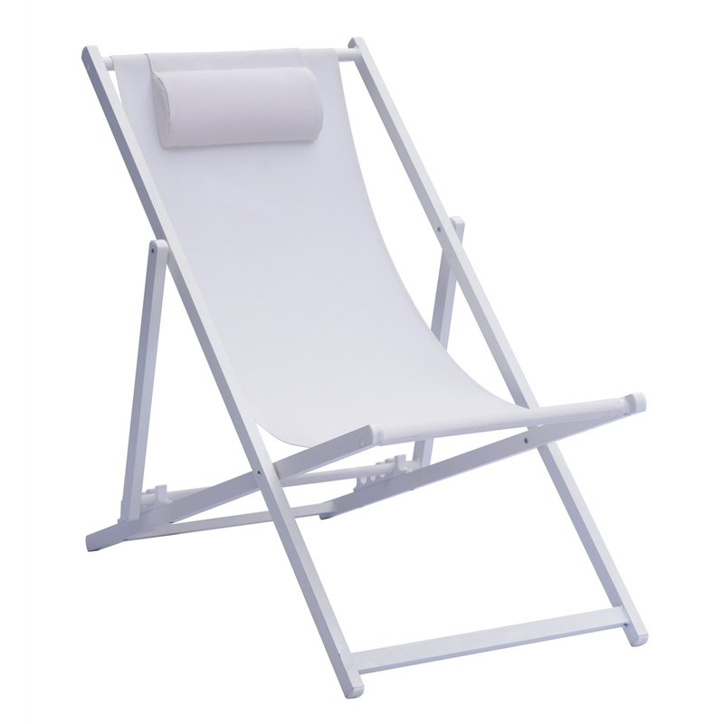 Greenwood Aluminum Beach Garden Chair - Ecru Textilene - White