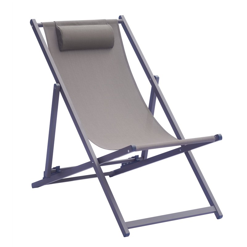 Greenwood Aluminum Beach Garden Chair - Taupe Textilene - Taupe Greenwood Aluminum Beach Garden Chair - Taupe Textilene - Taupe