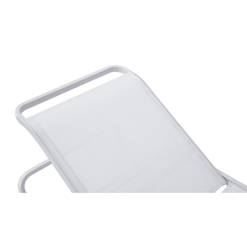 Transat Vieste en aluminium - Textilene blanc - Blanc Greenwood