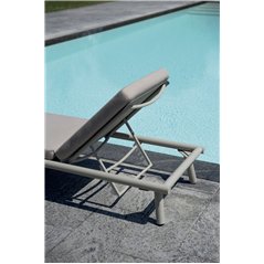 Lettino Taormina In Alluminio - Textilene Sabbia - Cuscino Beige - Creta