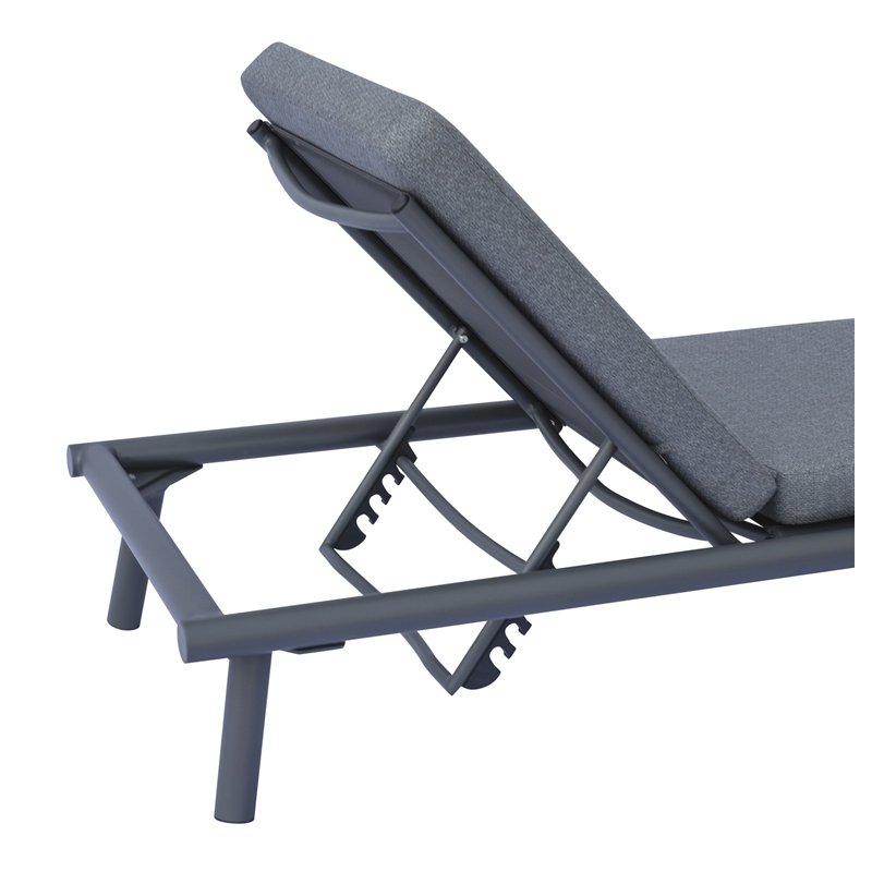 Transat en aluminium Taormina - Textilène gris - Coussin gris - Anthracite Greenwood