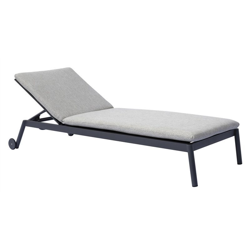 Greenwood Porto Cervo Aluminum Sun Lounger - Gray Textilene - Ecru Cushion - Anthracite